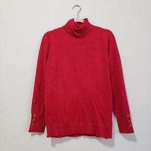 Joseph A red turtleneck sweater lightweight L